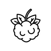 Single raspberry icon with full leaves vector