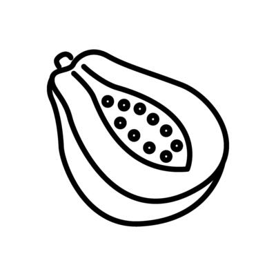Angled papaya icon fruit with seeds inside