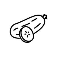 Whole and sliced cucumber line icon vector