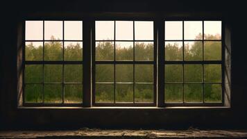 Wndow in the old building and it's raining and windy outside video