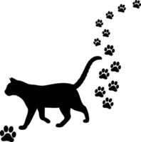 Walking Cat Silhouette with Tail Trailing Behind vector