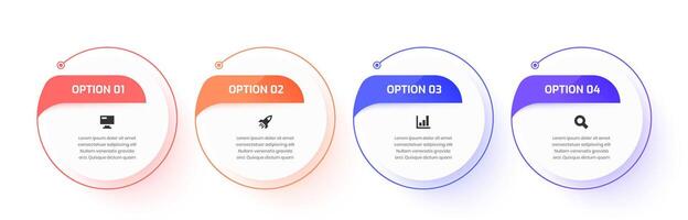 Business Infographic Design with Circle Label, Icon and 4 Option. Suitable for Workflow, Diagram, Chart, Presentation vector