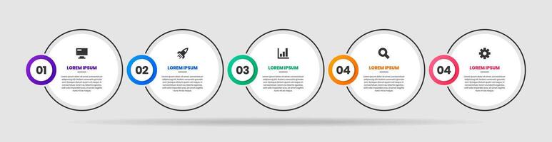 Infographic Element Design Icon Templates with 5 Numbers. Can be used for Process Diagram, Presentations, Workflow Layout vector
