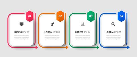 Infographic Template with Rounded Rectangle Label Icons and 4 Numbers for Presentation vector