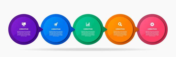 Circle Infographic Element Design Icon Templates with 5 Options or Steps. Can be used for Process Diagram, Presentations, Workflow Layout, Banner, Flow Chart, Infographic. vector