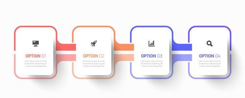 Infographic Business with Rectangle Label, Icon, and 4 Option for Presentation, Chart vector
