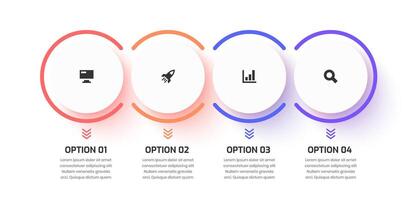 Infographic Design Element with Circle Label, Icon and 4 Option. Suitable for Workflow, Diagram, Chart, Presentation vector