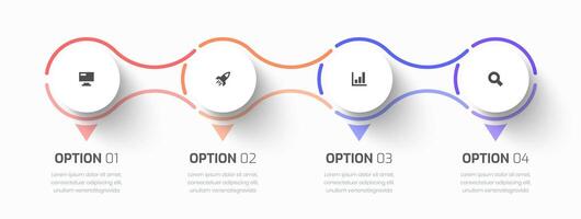 Infographic Business with Circle Label, Line, Icon, and 4 Option for Presentation, Flowchart vector