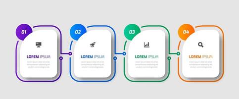 Timeline Infographic Template with Square Label, Icons and Four Numbers vector