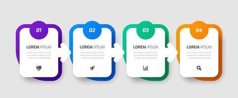 Infographic Template with Rounded Rectangle Label, Icons and 4 Numbers for Presentation vector