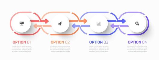Abstract Infographic Business with Circle Label, Line, Arrow, Icon, and 4 Option for Presentation vector