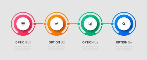 Infographic Design Template with Circle Label, Icons and 4 Options for Presentation vector
