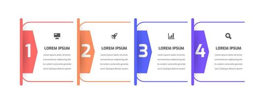 Infographic Business Template with Thin Line, Icon and 4 Numbers for Presentation, Workflow vector