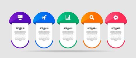Infographic Element Design Icon Templates with 5 Options or Steps. Can be used for Process Diagram, Presentations, Workflow Layout vector