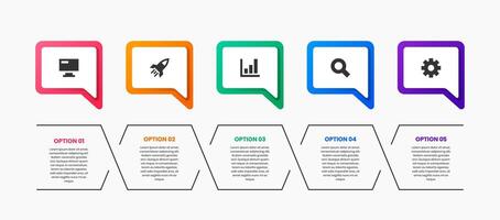Infographic Element Design Icon Templates with 5 Options or Steps. Can be used for Process Diagram, Presentations, Workflow Layout, Banner, Flow Chart, Infographic. vector