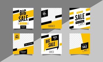 Set of Sale Banner Template Design. with a modern yellow and black color scheme. Suitable for social media post, web internet ads, and Digital Marketing vector