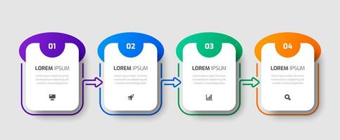 Infographic Template with Rounded Rectangle Label, Icons and 4 Numbers for Presentation, Diagram vector