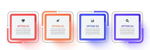 Business Infographic Design with Square Label, Icon and 4 Option. Suitable for Workflow, Diagram, Presentation vector