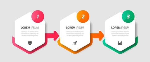 Infographic Business with Hexagon Label, Arrows, Icon and 3 Numbers for Presentation, Workflow vector
