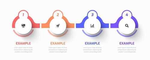Timeline Infographic Business with Circle Label, Icon, and 4 Number for Presentation vector