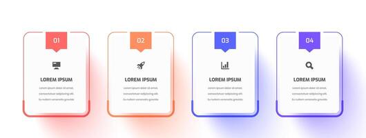 Infographic Business with Thin Line, Rectangle Label, Icon and 4 Numbers for Presentation vector