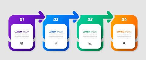 Label Infographic Business with Rectangle Label, Arrows, Icon and 4 Numbers for Presentation vector