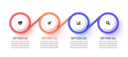 Timeline Infographic Design with Circle Label, Icon and Four Option. Suitable for Workflow, Diagram, Chart, Presentation vector