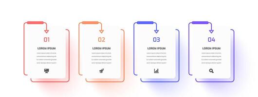 Minimal Infographic Business with Thin Line, Rectangle Label, Icon and 4 Numbers for Presentation vector