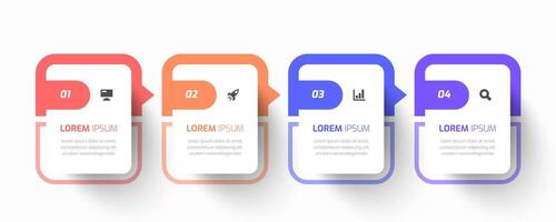Infographic Business with Rectangle Label, Arrow, Icon, and Four Option for Presentation vector