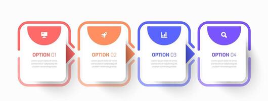 Infographic Business with Rectangle Label, Arrow, Icon, and 4 Option for Presentation vector
