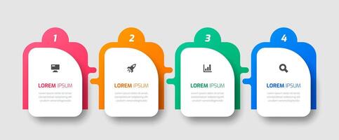 Timeline Infographic Template with Square Label, Icons and 4 Numbers for Presentation, Flowchart vector