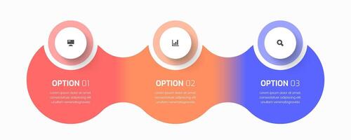 Timeline Infographic Business with Circle Label, Icon, and Three Option for Presentation vector