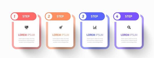 Infographic Business with Rectangle Label, Icon, and 4 Step for Presentation vector