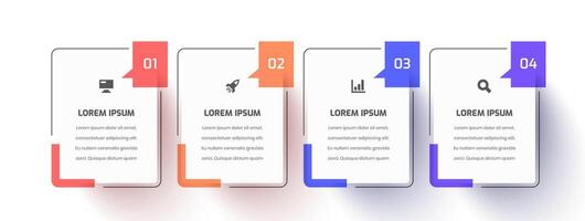 Infographic Business with Thin Line, Rectangle Label, Icons and Four Numbers vector