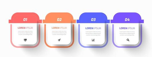 Infographic Business with Rectangle Label, Icon, and 4 Number for Presentation, Infographic vector