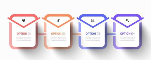 Infographic Business with Rectangle Label, Icon, and 4 Option for Presentation vector