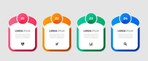 Infographic Template with Abstract Design, Icons and 4 Numbers for Presentation vector