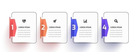 Infographic Business with Thin Line, Rectangle Label, Icon and Four Numbers for Presentation vector