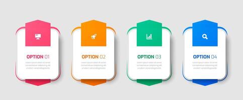 Infographic Business with Rounded Rectangle Label, Icon and 4 Options for Presentation vector
