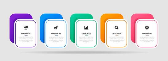 Infographic Element Design Icon Templates with 5 Options. Can be used for Process Diagram, Presentations, Workflow Layout, Banner vector