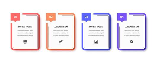 Infographic Design Business with Thin Line, Rectangle Label, Icon and 4 Numbers, Good for Presentation vector