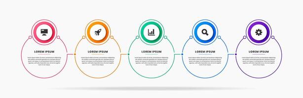 Infographic Element Design Icon Templates with 5 Options. Can be used for Process Diagram, Presentations, Workflow Layout, Banner, Flow Chart, Infographic. vector