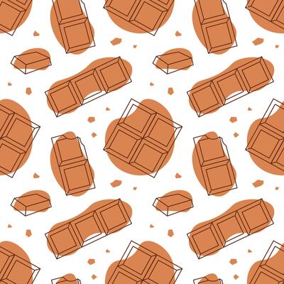 Sweet Chocolate and Cake Pattern in Flat Hand Drawn Style for Template Use