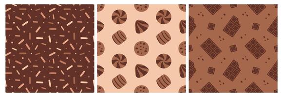 Delicious Chocolate Seamless Pattern with Bakery Items in Cartoon Style vector