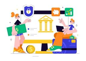 Illustration of Mobile Finance App and Online Banking Interface in Flat Design vector