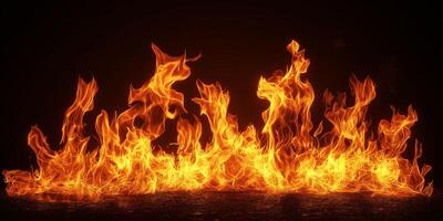 Fire flames on a black background. Blaze fire flame texture background. Close up of fire flames isolated on black background. Burn. Abstract fire flames background. Texture. photo