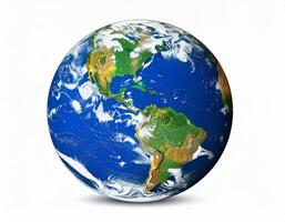 Globe of Earth on a simple white surface photo