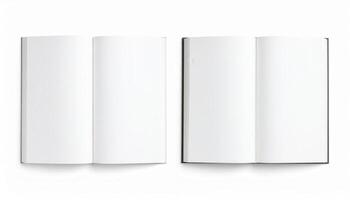 Opened book template with blank empty pages mockup photo