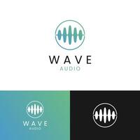 Abstract gradient sound wave logo template, sound wave icon element, audio music symbol. vector
