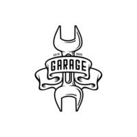 wrench wrapped in ribbon with garage written on it vector
